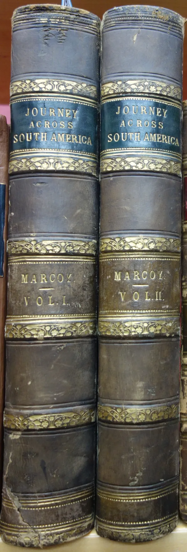 MARCOY (P.)  A Journey Across South America  . . .  First Edition, 2 vols. num. engraved plates & text illus., 10 coloured maps & a plan; contemp. hal