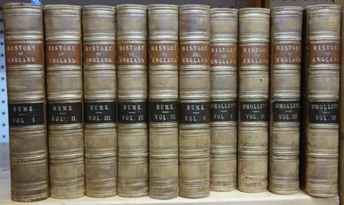 HUME (D.) & SMOLLET (T.)  The History of England  . . .  a new edition  . . .  10 vols. 2 portrait frontispieces; gilt-ruled & decorated diced calf wi