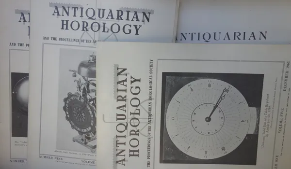 ANTIQUARIAN HOROLOGY, vols. 2 -37 (1956-2016), many illus., a few bound - but mostly in the printed wrappers.  *  the run almost (but not quite comple