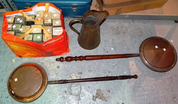 Collectables, including; a large group of Pianola rolls, two brass warming pans and a copper jug, (qty). S3