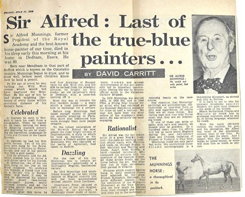 MUNNINGS (A.)  An Artist's Life / The Second Burst / The Finish.  3 vols. num. photo. plates, illus. e/ps.; gilt cloth & d/wrappers. 1951-52.  *  i.e.