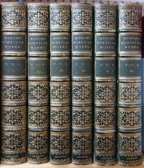 BYRON (Lord)  The Poetical Works.  new edition, 6 vols. engraved portrait; contemp. gilt-decorated green morocco, g.e. 1855-56.