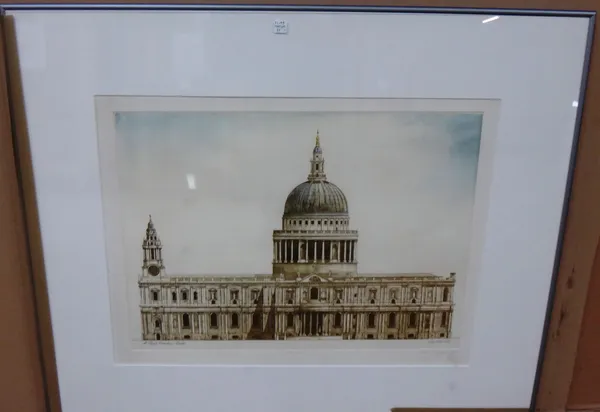 Andrew Ingamells (b.1956), St Martin in the fields; St Paul's, two etchings, both signed and numbered, the larger 40cm x 55cm. (2)   K1