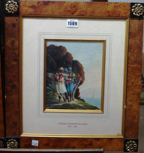 Thomas Staunton (Major General) Saint Clair (1785-1847), An officer on horseback crossing a bridge; Blackamoors by the coast; Man on horseback with a