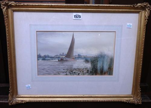 Stephen John Batchelder (1849-1932), Scenes on the Norfolk Broads, a pair, watercolour, one signed, each 17cm x 30cm, together with a further watercol