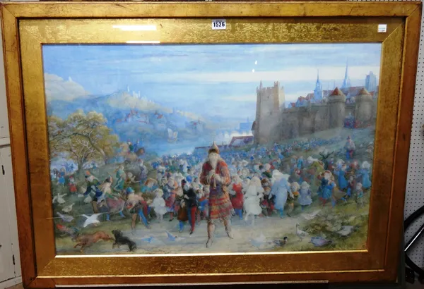 Richard Doyle (1824-1883), The Pied Piper of Hamelin, watercolour, signed with monogram, 51cm x 77cm. MS00001152/001