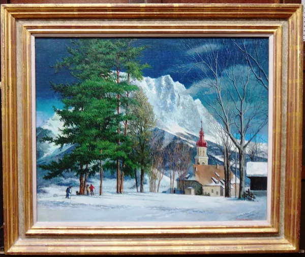 Francis Wynne Thomas (1907-1989), Zugspitze from Lermoss, Austria, oil on canvas, signed, 39cm x 49cm. DDSProvenance: With Frost and Reed.