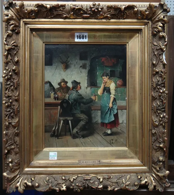 M. Zeller (19th century), Bashful, oil on panel, signed, 27cm x 21cm.