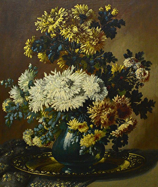 Emil Godchaux (1860-1938), Floral still lives: Sumnmer; Autumn, a pair, oil on canvas, both signed, each 63cm x 53cm.(2)  Illustrated