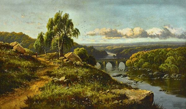 Edmund John Niemann (1813-1876), Richmond Bridge, Yorkshire, oil on canvas, signed, 74cm x 125cm.  Illustrated