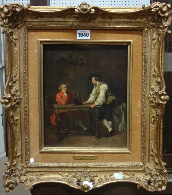 Jean Baptiste Fauvelet (1819-1883), A pause in the conversation, oil on panel, signed, 26cm x 20cm.