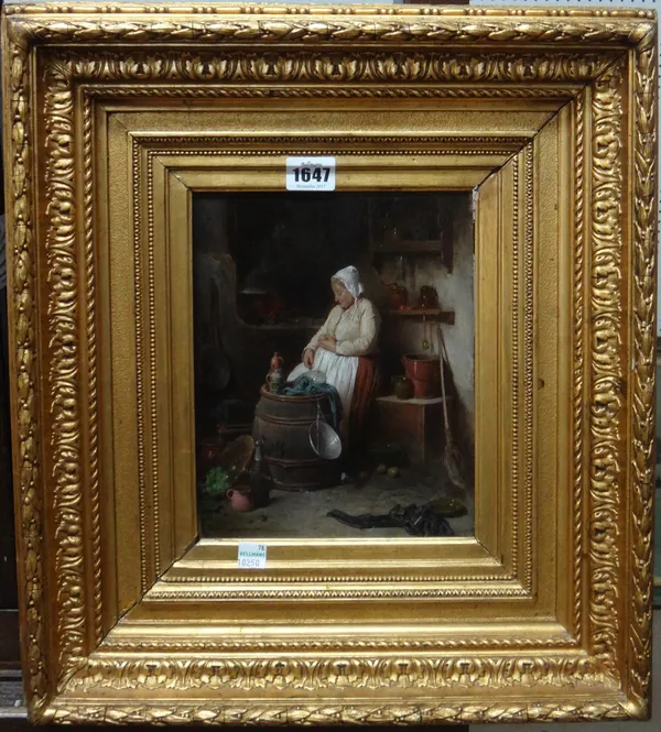 F** Tut** (late 19th century), Old woman, oil on panel, indistinctly signed and dated,  23cm x 18cm.