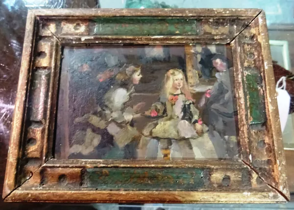 After Velasquez, The Infanta, oil on panel, 11cm x 15.5cm.   D1