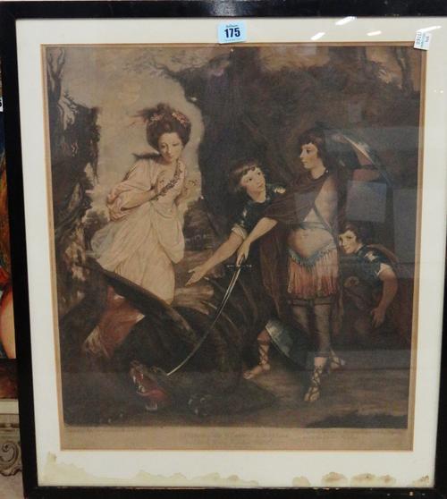 After Sir Joshua Reynolds, The Duke of Bedford and his brothers, mezzotint by Valentine Green, 49cm x 43cm.   A6