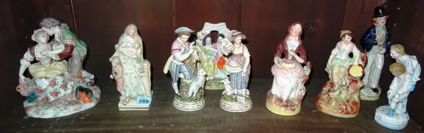 Ceramics, including; 19th century and later English and European figures, including a Pearlware type figure of mother and children, (qty). Rost