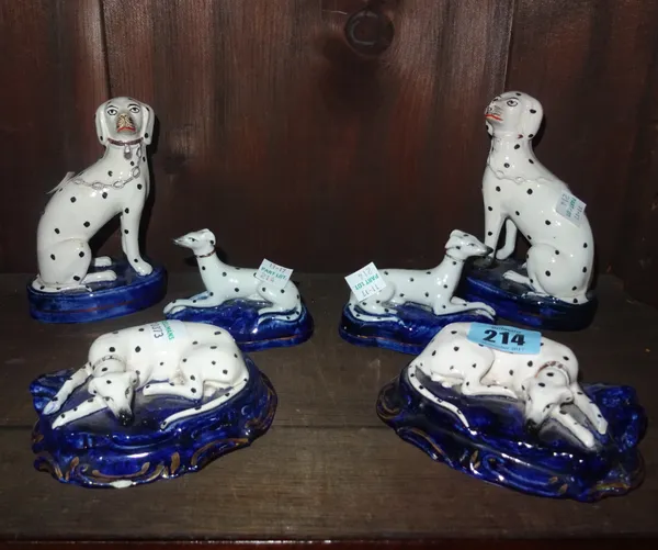 Staffordshire ceramics, comprising; a group of three pairs of Dalmatians, (6). Rost