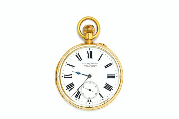 A West End Watch Co gold cased, keyless wind, openfaced minute repeating pocket watch, with an unsigned jewelled lever movement, repeating on a coiled
