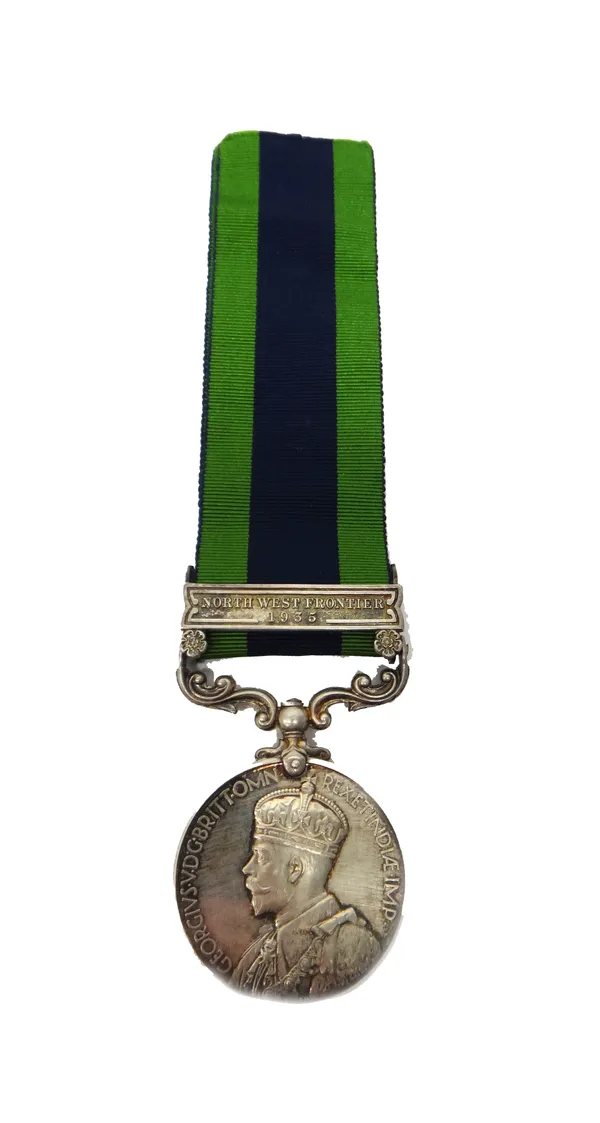 The India General Service Medal, George V issue with bar, North West Frontier 1935 to 3309210 PTE G ROY HLI   R (for replacement issue).