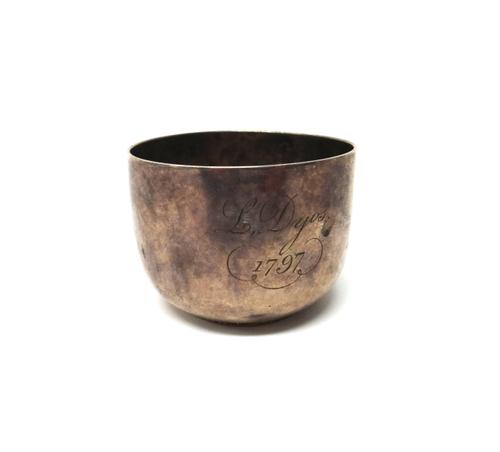 A Charles IV Mexico City mint eight reales, the obverse with an oval countermark of the head of George III, mounted to the base of a tumbler cup, engr