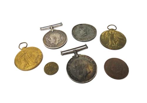 The 1914-18 British War Medal and The 1914-19 Victory Medal to 2920 PTE.E.S.SAUNDERS. ESSEX R. another 1914-18 British War Medal and a 1914-19 Victory