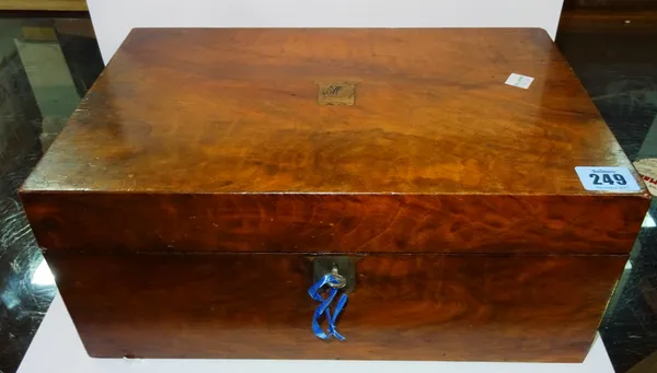 A mahogany and inlaid jardiniere stand and a walnut writing slope, (2). CAB