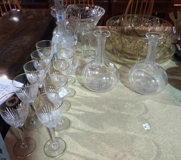Glass, including; 19th and 20th century glass including bowls, decanters, drinking glasses and sundry. (qty) S3
