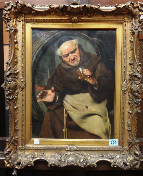 P. Massanio (early 20th century), A dubious vintage, oil on canvas, signed and inscribed Firenze, 38cm x 28cm. A8