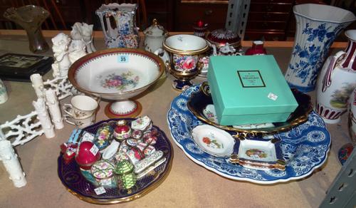 A quantity of ceramics including Limoges trinket boxes, Limoges tea sets, miniature Spode items, plates and sundry. (qty) S3
