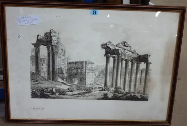 P. J. Harford (19th century), The Roman Forum, etching, signed in ink, 44cm x 59cm.  K1