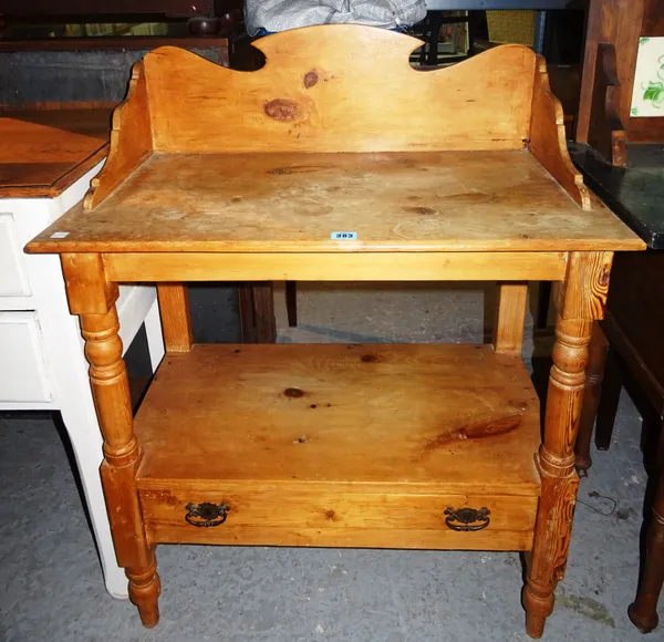 A 20th century pine washstand, with galleried back, 75cm wide x 95cm high. K2