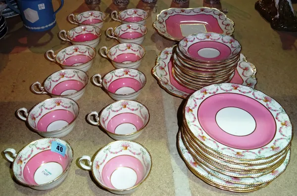 An Aynsley china pink and floral pattern part tea set. (qty) S2