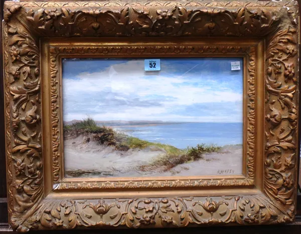 Arthur Watts (19th/20th century), Dunes on the shore, oil on board, 24cm x 35cm.  I1