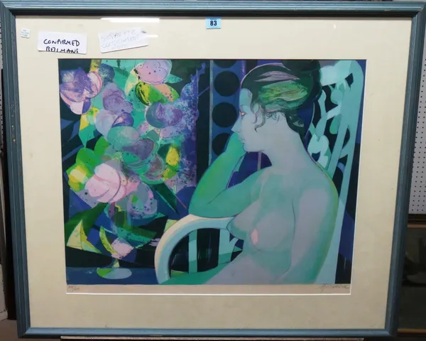 ** Hilaire (20th century), Seated nude, colour lithograph, signed and numbered 115/150, 51.5cm x 63cm. I1