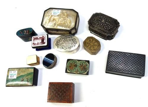 An Italian mother of pearl and silver mounted small casket of canted rectangular form, late 19th century, relief carved with religious scenes  (8cm wi