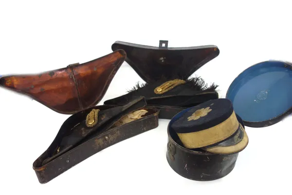 A Naval dress uniform, two tricorn hats, one further hat and a silver presentation trowel, formerly owned by Sir James Thompson (KCSI), 96 July 1848-1