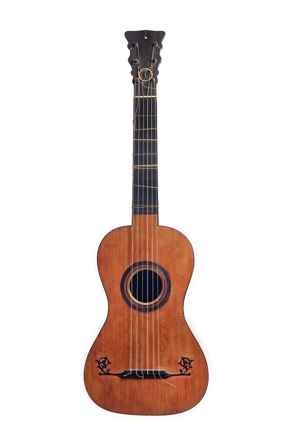 A six string Dutch guitar by Johannes Theodorus Cuypers (1724-1808), with interior label dated 1806, with satinwood back and sides, spruce and inlaid