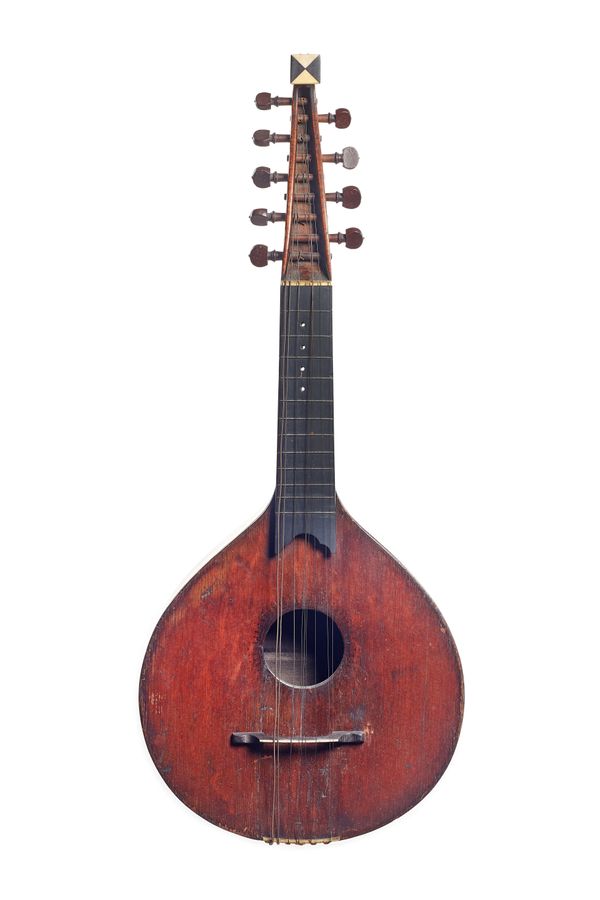 A nine string English guitar or cittern by Remerus Liessem, 18th century, with satinwood back, sides, neck and headstock, stamped 'R. Liessem', with t