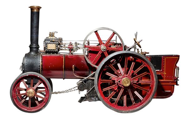 A large scale model of a Charles Burrell & Son traction engine, early 20th century, burgundy livery with applied plaque 'The Burrell Road Locomotive',