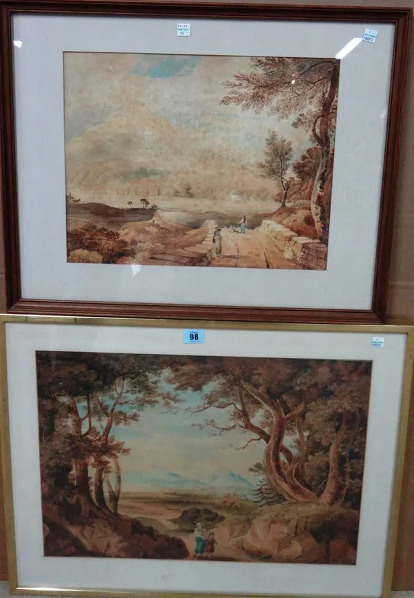 English School (early 19th century), Landscapes, two watercolours, the larger 37cm x 53cm.  H1
