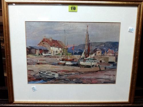 English school (Early 19th century) Low tide, oil on canvas laid down, 23.5cm x 34cm.    F1