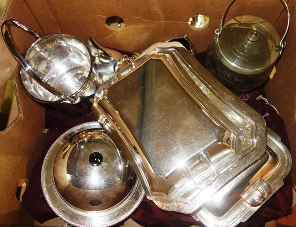 A large quantity of silver plate, to include an ice bucket, entree dishes, a tea set, flatware and other various items.   S2B