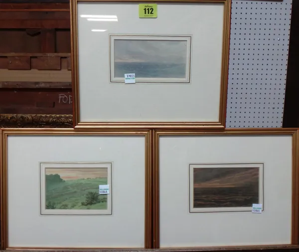 Thomas Dalziel, (1823-1906) a group of three small watercolours, land and seascapes, the largest 7.5cm x 11cm.   G1