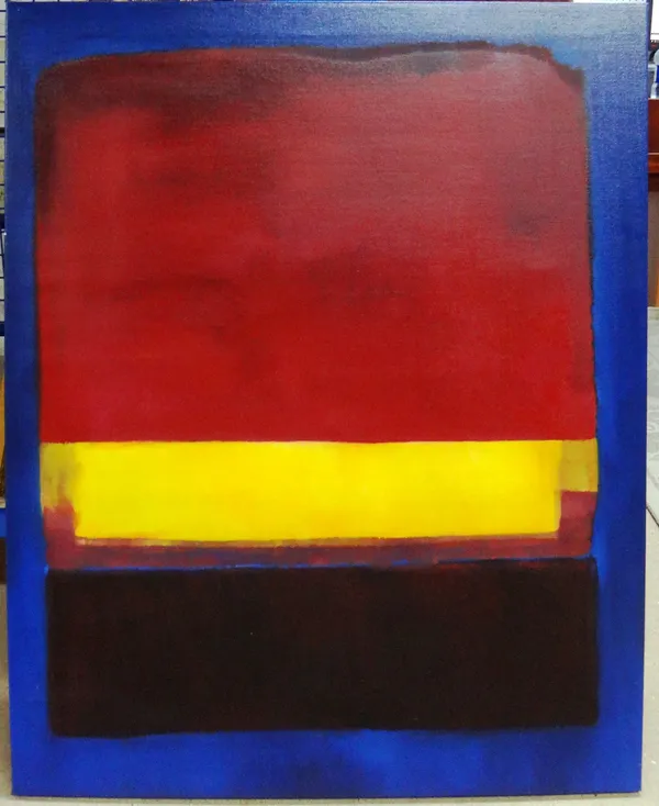 Manner of Mark Rothko, Blue red and yellow, oil on canvas, 100cm x 80cm.   E11