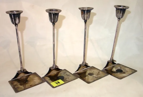 A set of four Continental silver candlestick holders, stamped Useppe Villa 800. (4)   CAB