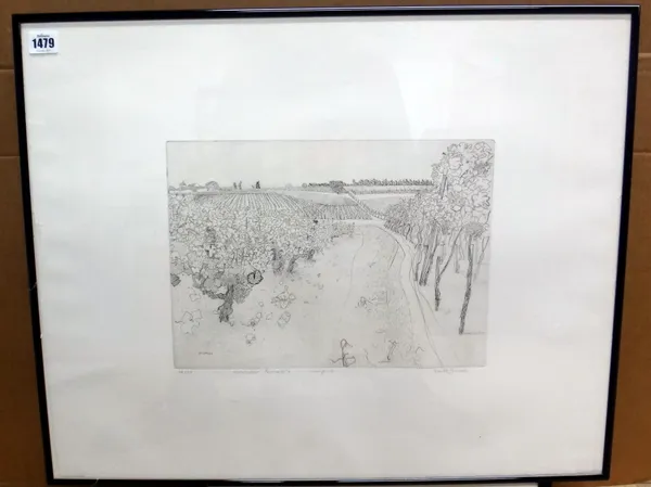 Anthony Gross (British, 1905-1984), Stubble Field, engraving, signed, inscribed and numbered 20/50, 25 by 34.5cms; and another by the same artist Mons