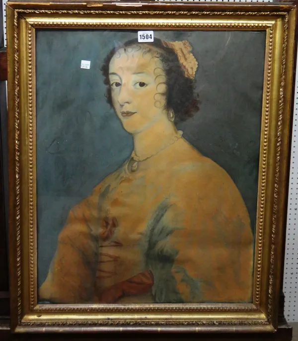 After van Dyck, Portrait of a lady, watercolour, 60cm x 47cm.