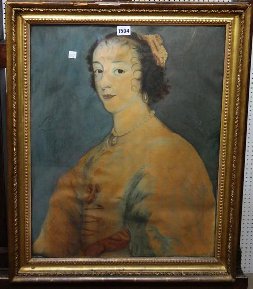 After van Dyck, Portrait of a lady, watercolour, 60cm x 47cm.