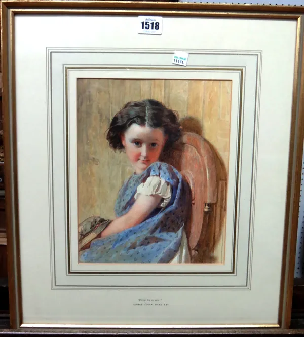 George Elgar Hicks (1824-1914), 'Please, I'm to wait', watercolour, signed and dated 1867, 25.5cm x 20cm.