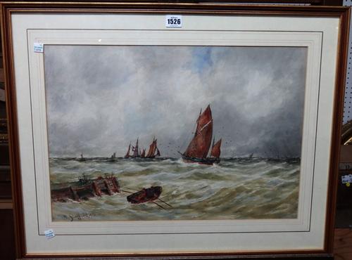 W. Stafford (early 20th century), Vessels off the coast, a pair, watercolour, both signed and dated, one 1905, one 1906, each 36.5cm x 32.5cm, (2).