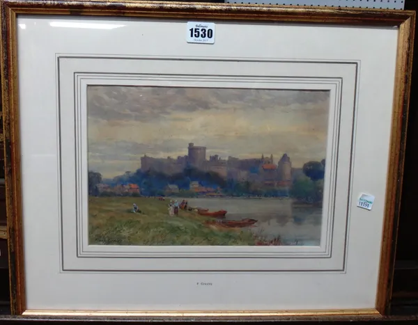 Frank Gresley (1855-1946), Windsor Castle from the Thames, watercolour, signed, 19cm x 28cm.